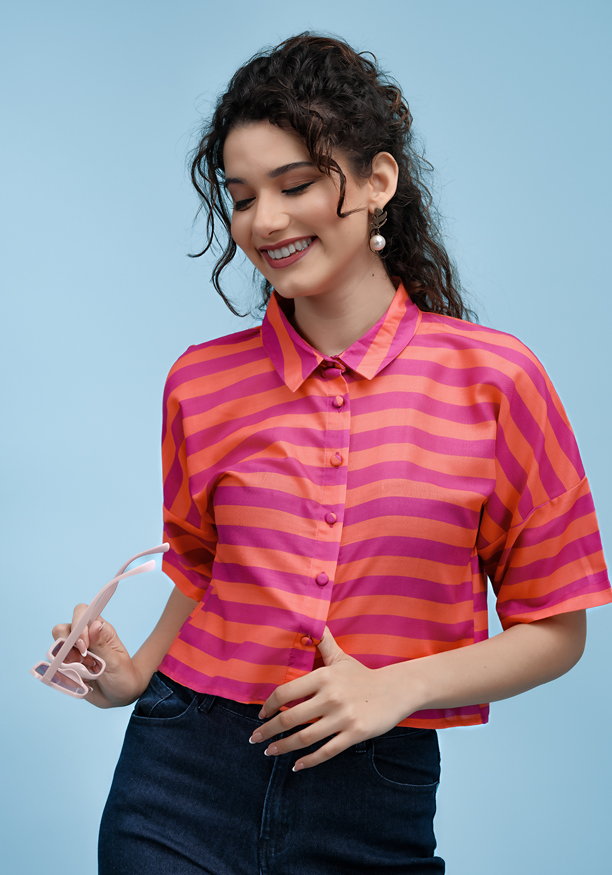 EMILY STRIPE CROP SHIRT